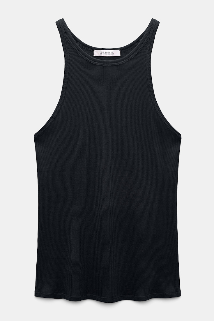 Dorothee Schumacher Rib knit cotton tank top true navy