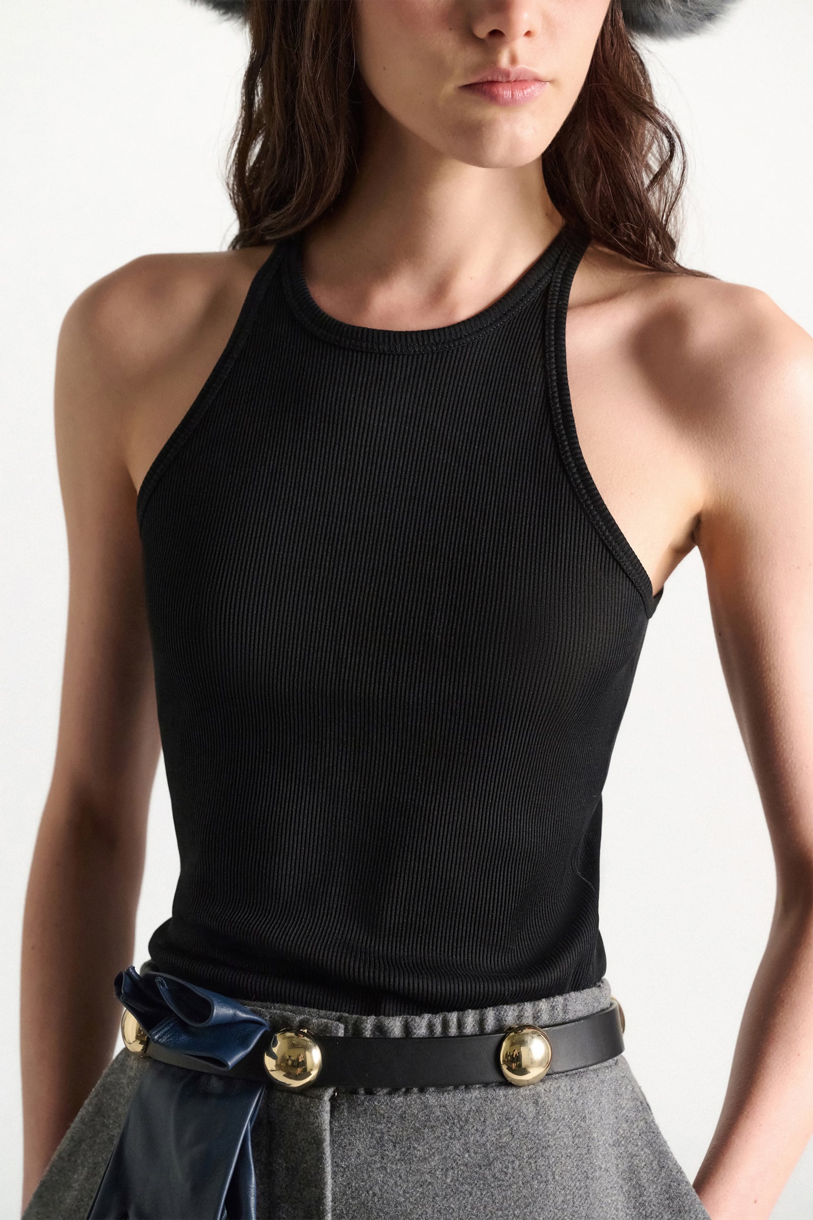 Dorothee Schumacher Rib knit cotton tank top black