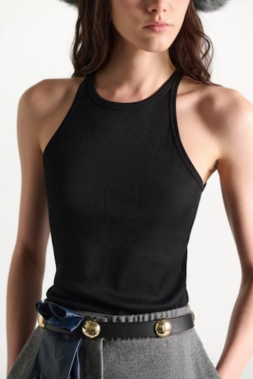 Dorothee Schumacher Rib knit cotton tank top black