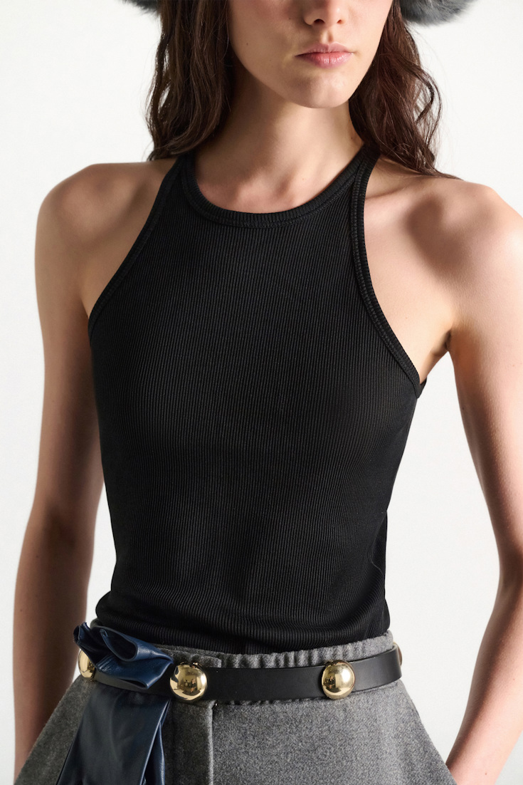 Dorothee Schumacher Rib knit cotton tank top black