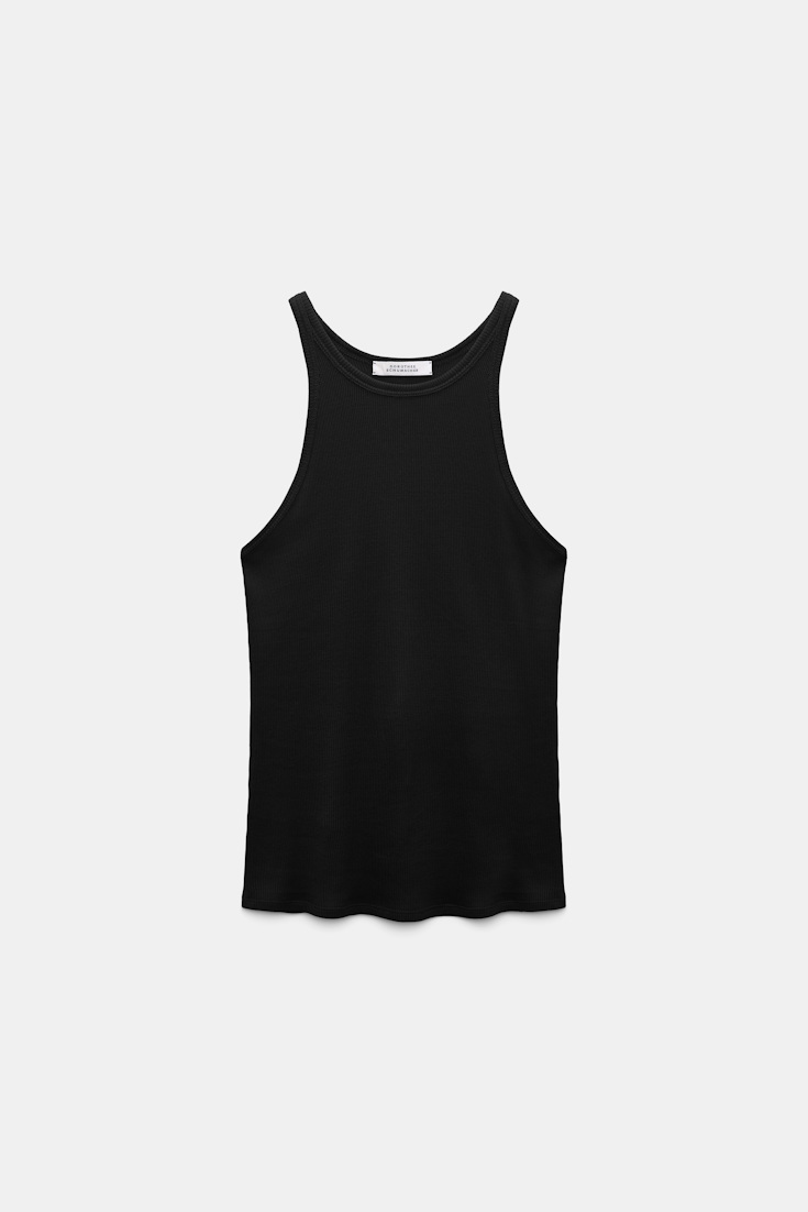 Dorothee Schumacher Rib knit cotton tank top black