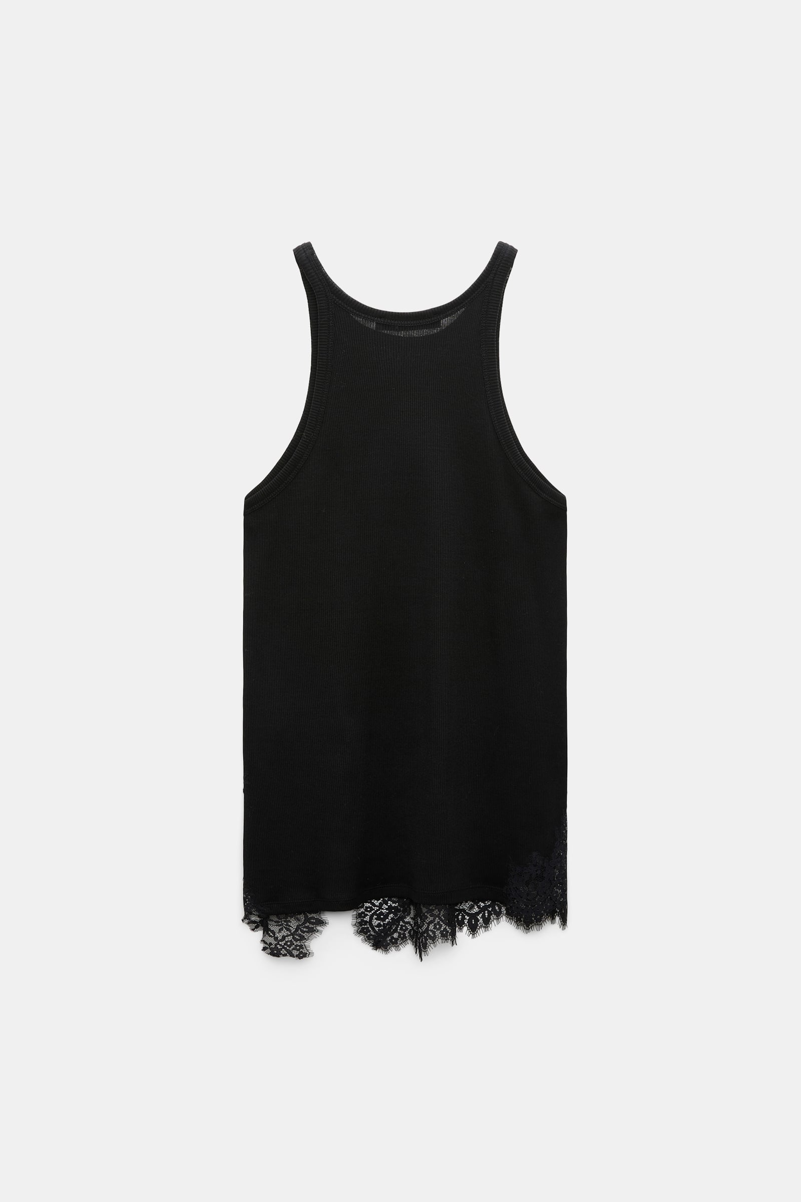 Dorothee Schumacher Rib knit cotton tank top with lace trim black