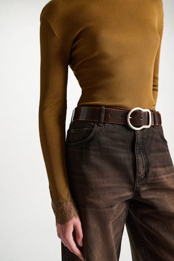 Dorothee Schumacher Long-sleeve top with lace details porcini
