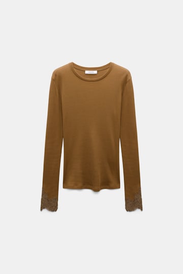 Dorothee Schumacher Long-sleeve top with lace details porcini