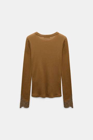 Dorothee Schumacher Long-sleeve top with lace details porcini