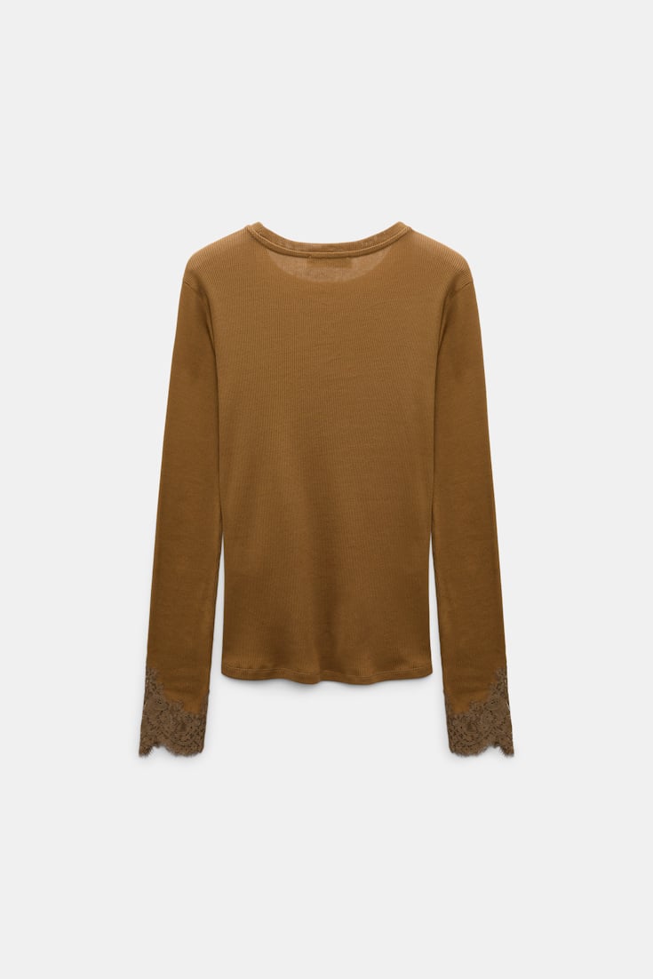 Dorothee Schumacher Long-sleeve top with lace details porcini