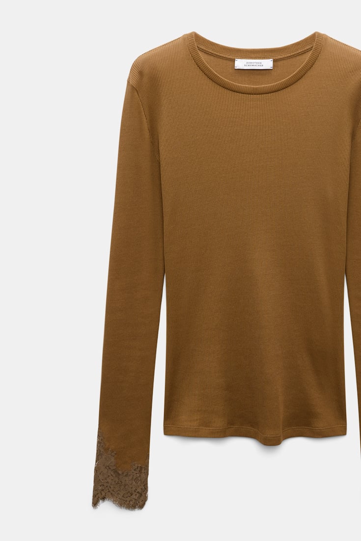 Dorothee Schumacher Long-sleeve top with lace details porcini