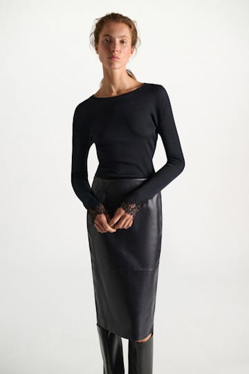 Dorothee Schumacher Long-sleeve top with lace details true navy