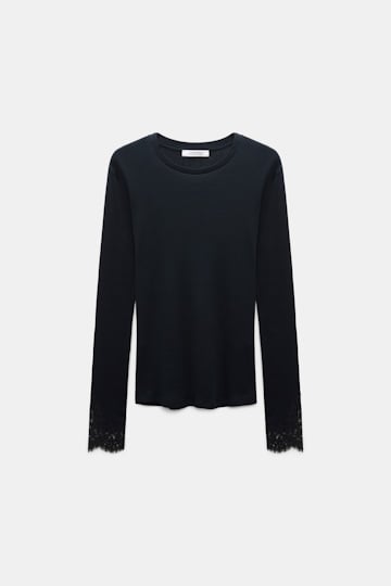 Dorothee Schumacher Long-sleeve top with lace details true navy