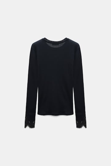 Dorothee Schumacher Long-sleeve top with lace details true navy