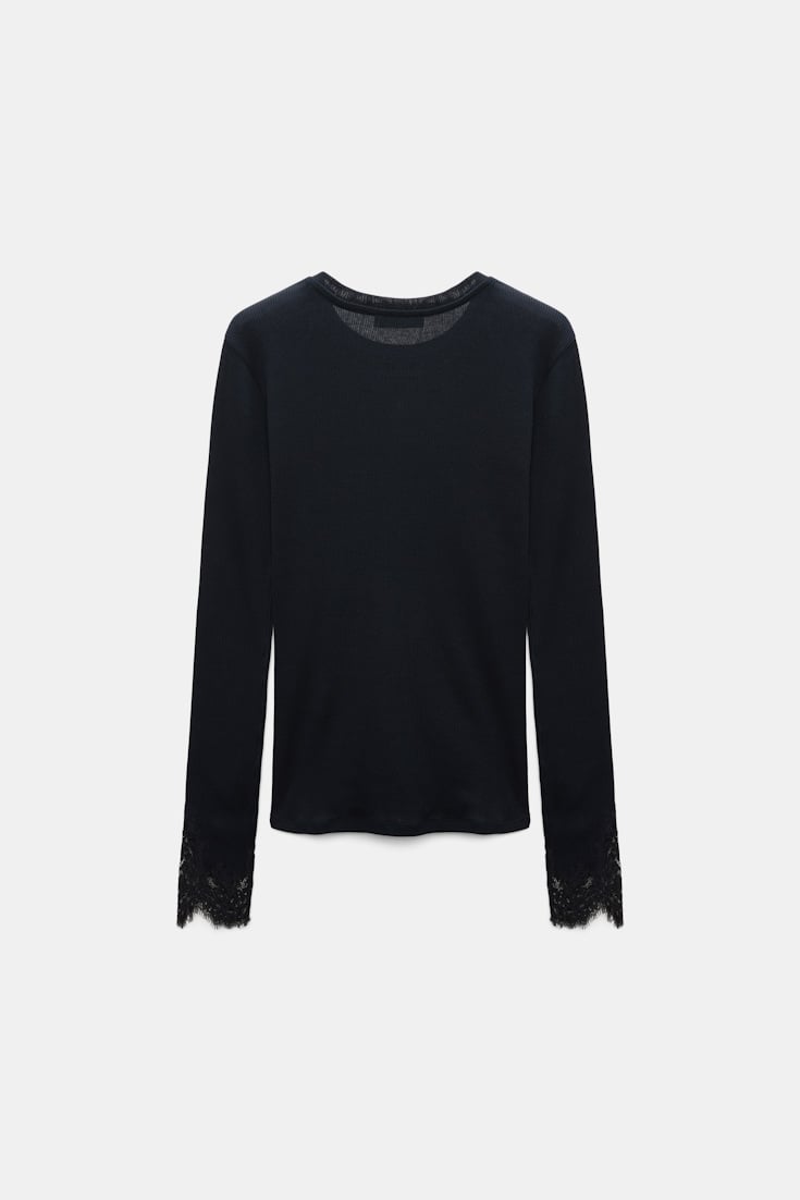 Dorothee Schumacher Long-sleeve top with lace details true navy