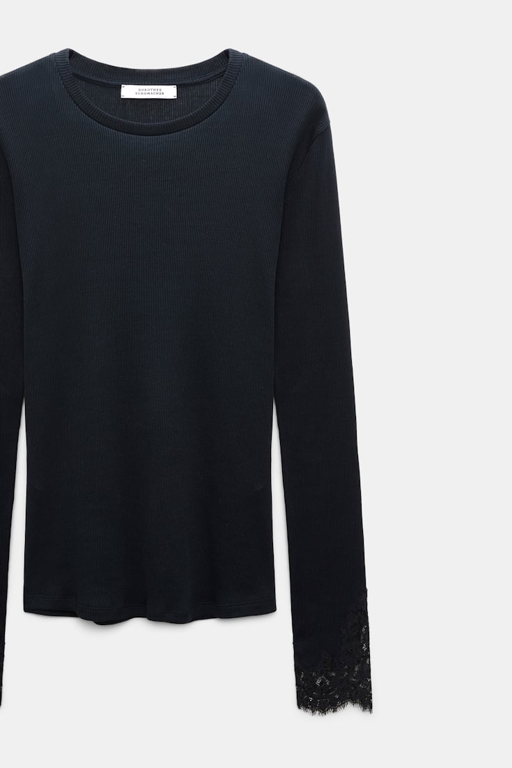 Dorothee Schumacher Long-sleeve top with lace details true navy