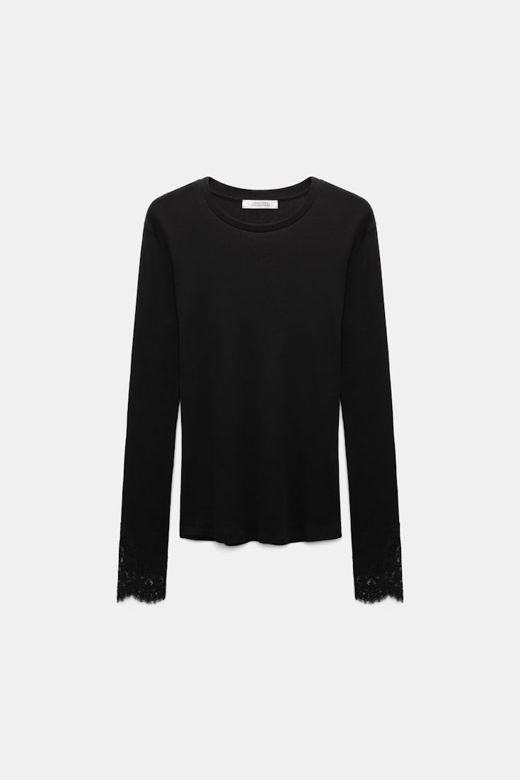 Dorothee Schumacher Long-sleeve top with lace details black