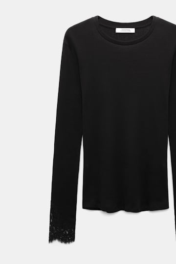 Dorothee Schumacher Long-sleeve top with lace details black