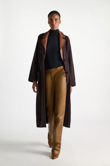 Dorothee Schumacher Fine rib cotton turtleneck with two-tone collar navy/rust