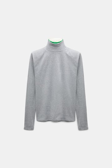 Dorothee Schumacher Rollkragenpullover mit gedoppelten Strickkragen grey mel. patch