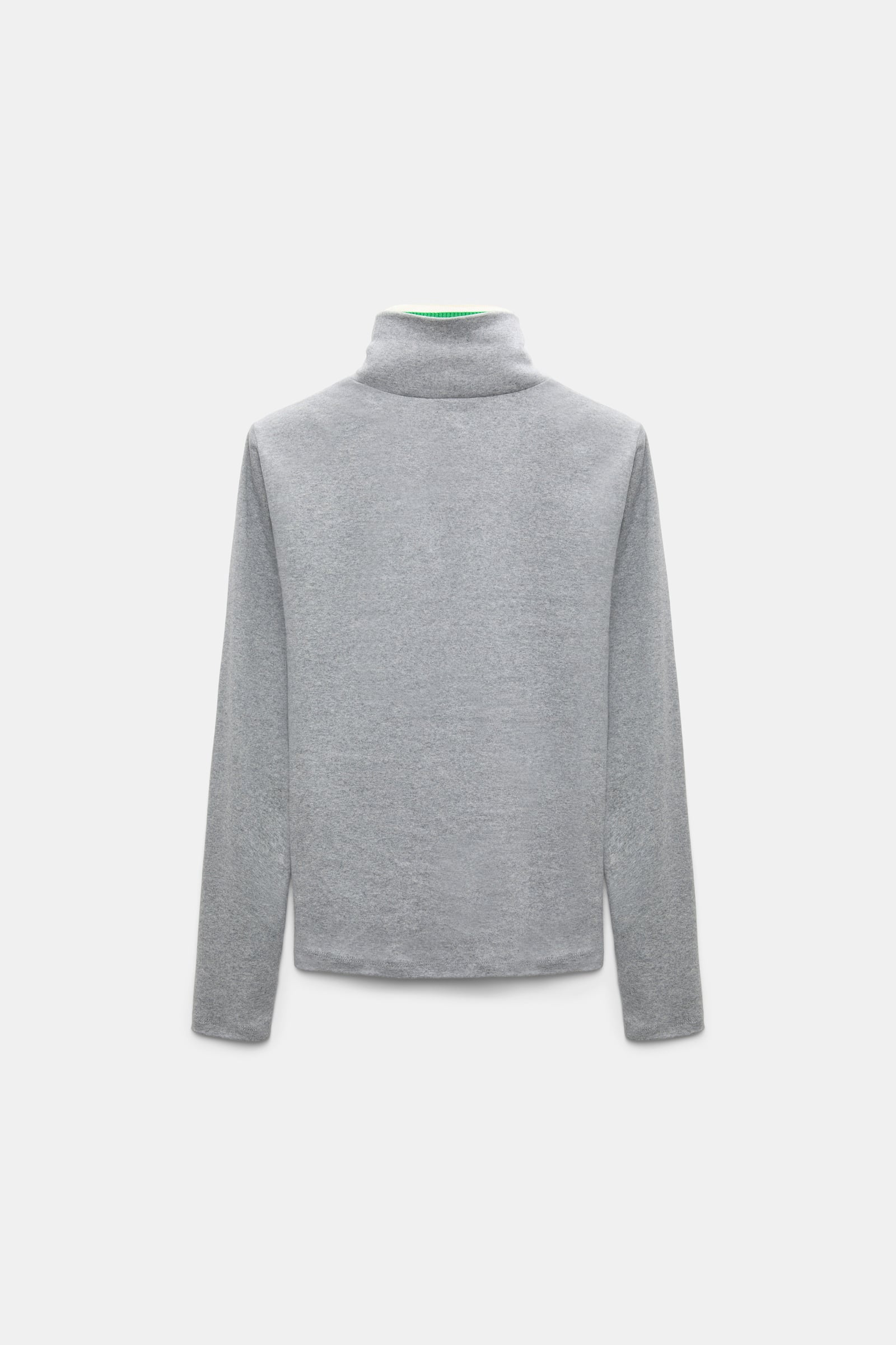 Dorothee Schumacher Fine rib cotton turtleneck with two-tone collar grey mel. patch