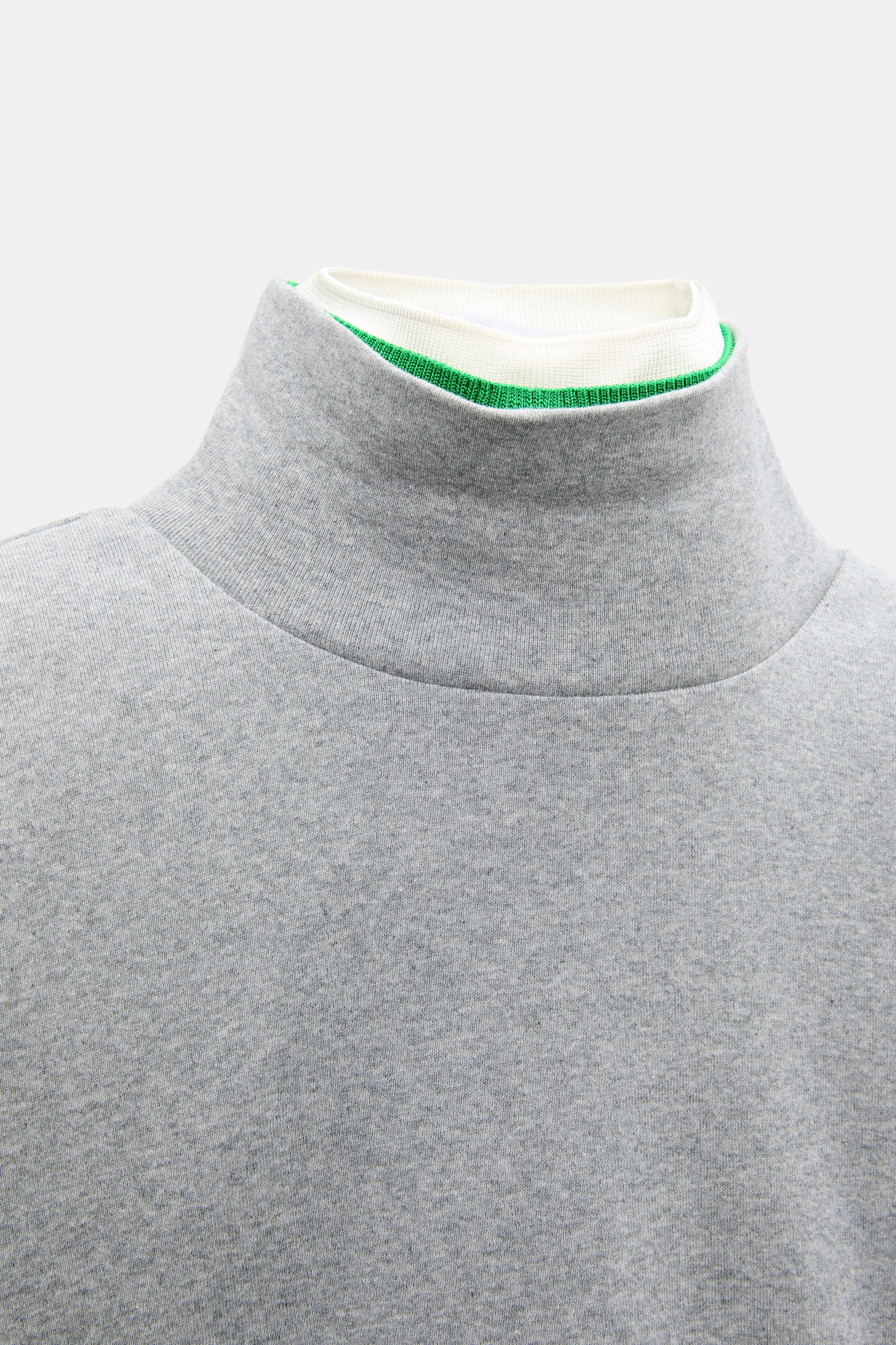 Dorothee Schumacher Fine rib cotton turtleneck with two-tone collar grey mel. patch