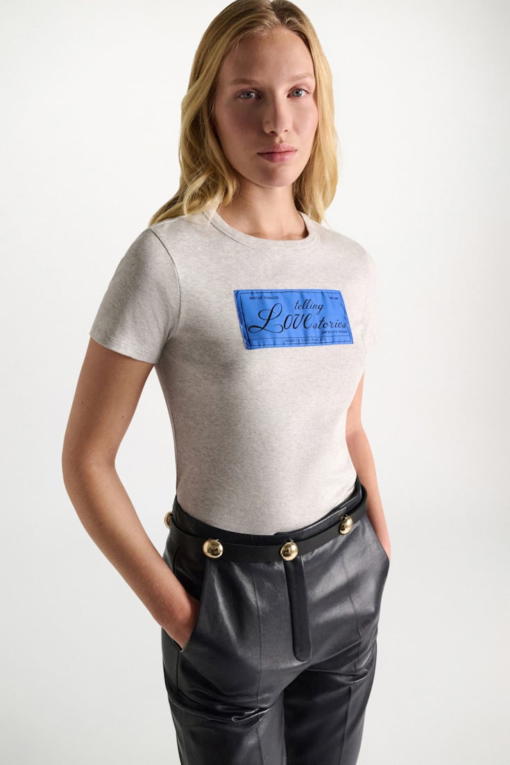 Dorothee Schumacher T-Shirt mit LOVE-Label grey mel. + label col.865