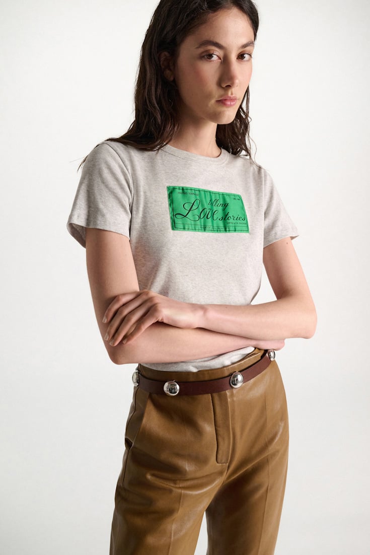Dorothee Schumacher TELLING LOVE STORIES shrunken T-shirt grey mel. + label col.555