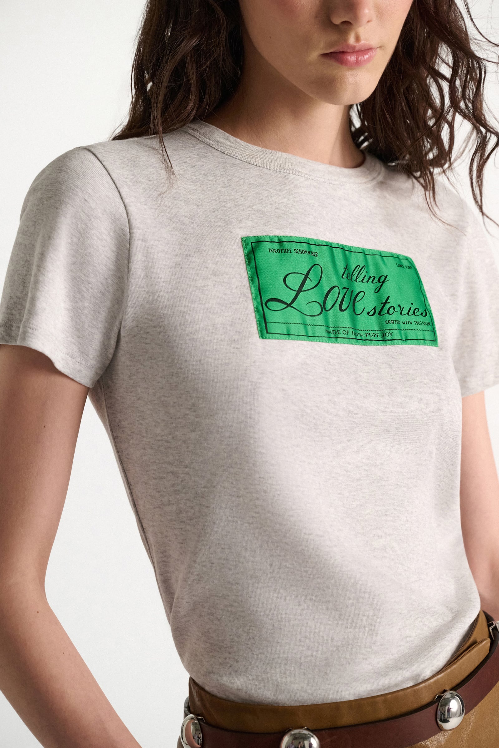 Dorothee Schumacher TELLING LOVE STORIES shrunken T-shirt grey mel. + label col.555