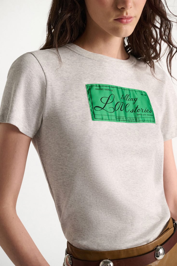 Dorothee Schumacher TELLING LOVE STORIES shrunken T-shirt grey mel. + label col.555
