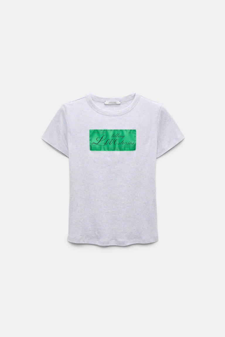 Dorothee Schumacher T-Shirt mit LOVE-Label grey mel. + label col.555