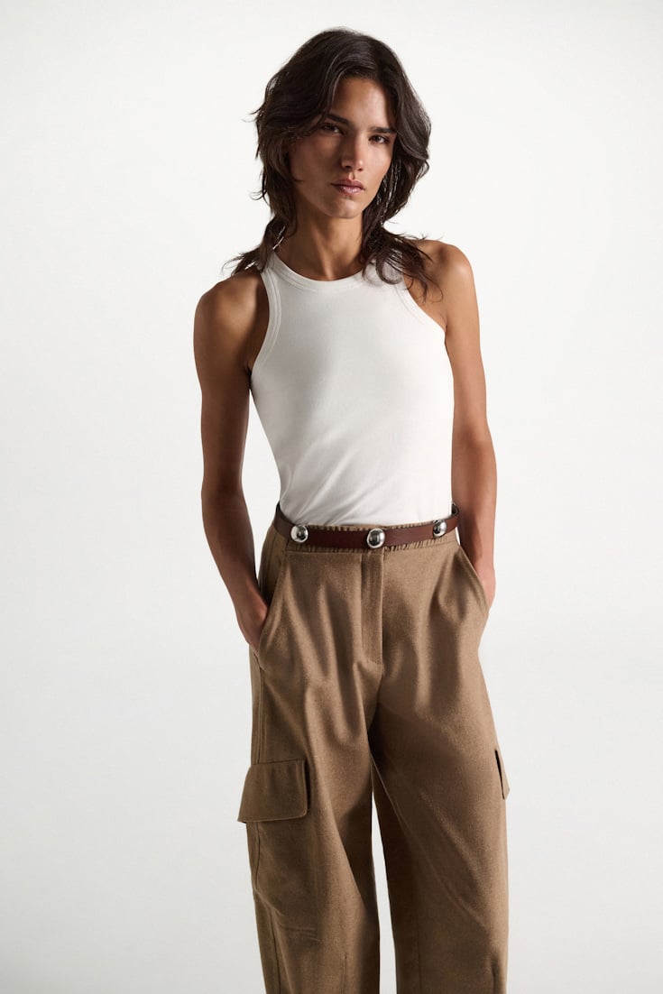 Dorothee Schumacher Tank top with removable flower brooch camellia white