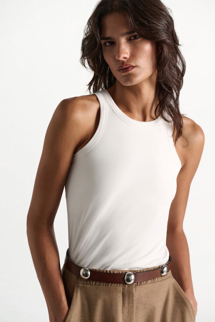 Dorothee Schumacher Tank top with removable flower brooch camellia white