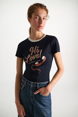 Dorothee Schumacher Printshirt "HI LOVE" HI LOVE navy/red