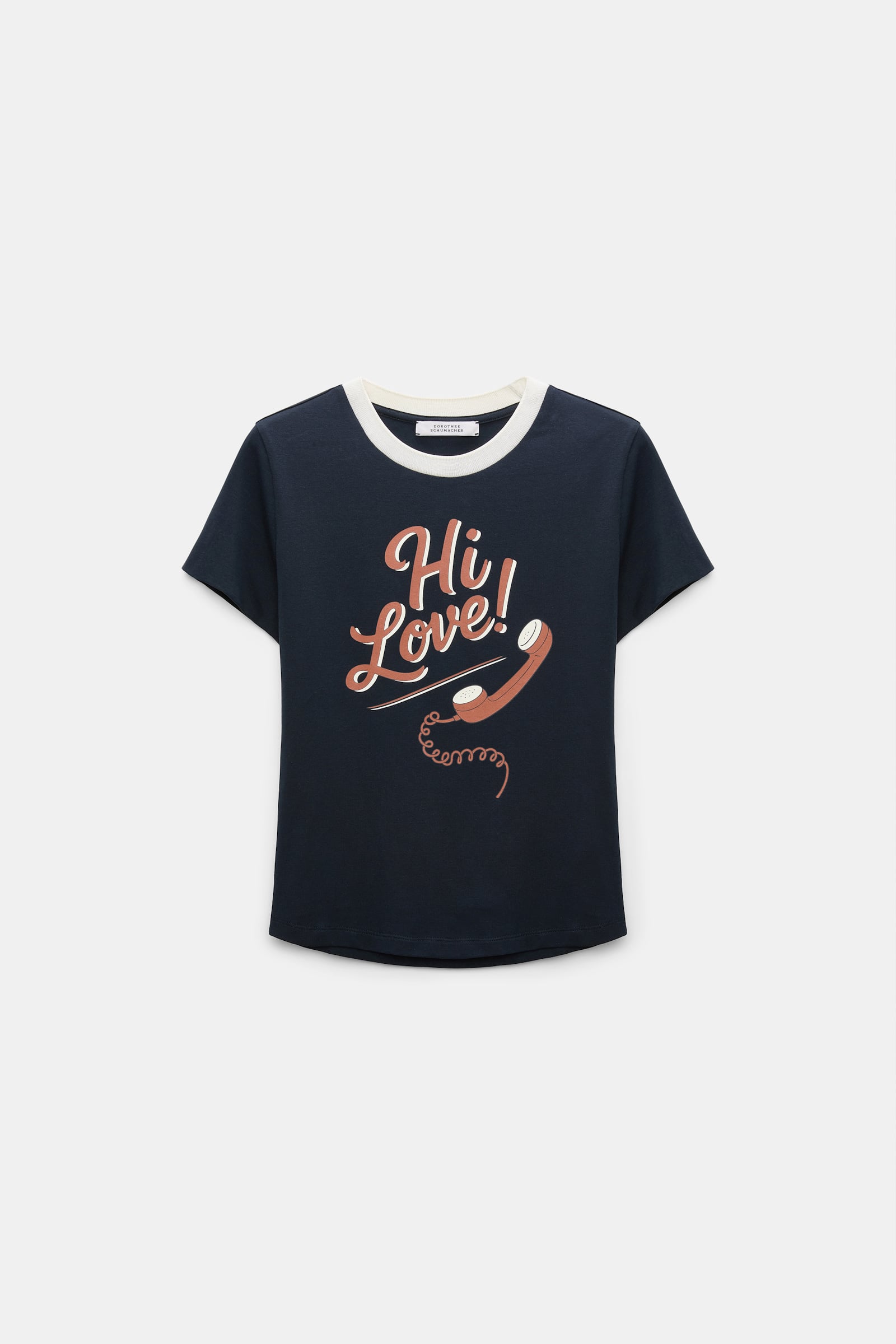 Dorothee Schumacher HI LOVE print shrunken T-shirt HI LOVE navy/red