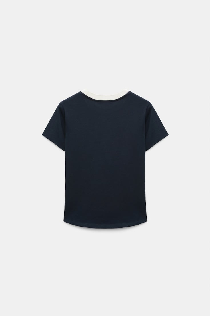 Dorothee Schumacher HI LOVE print shrunken T-shirt HI LOVE navy/red