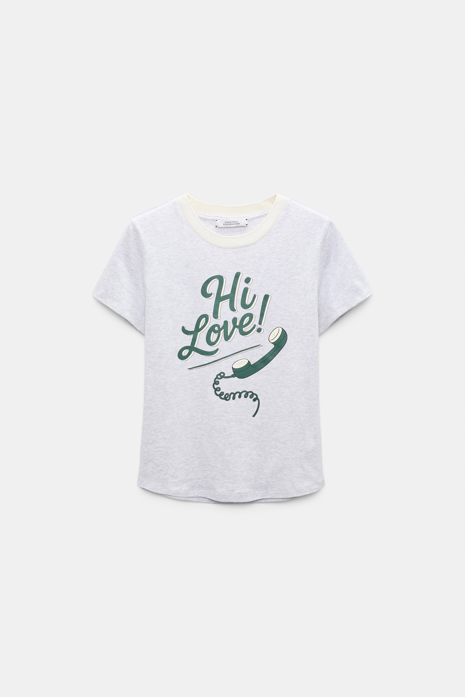 Dorothee Schumacher HI LOVE print shrunken T-shirt grey/green