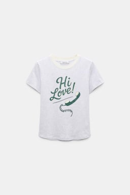 Dorothee Schumacher HI LOVE print shrunken T-shirt grey/green