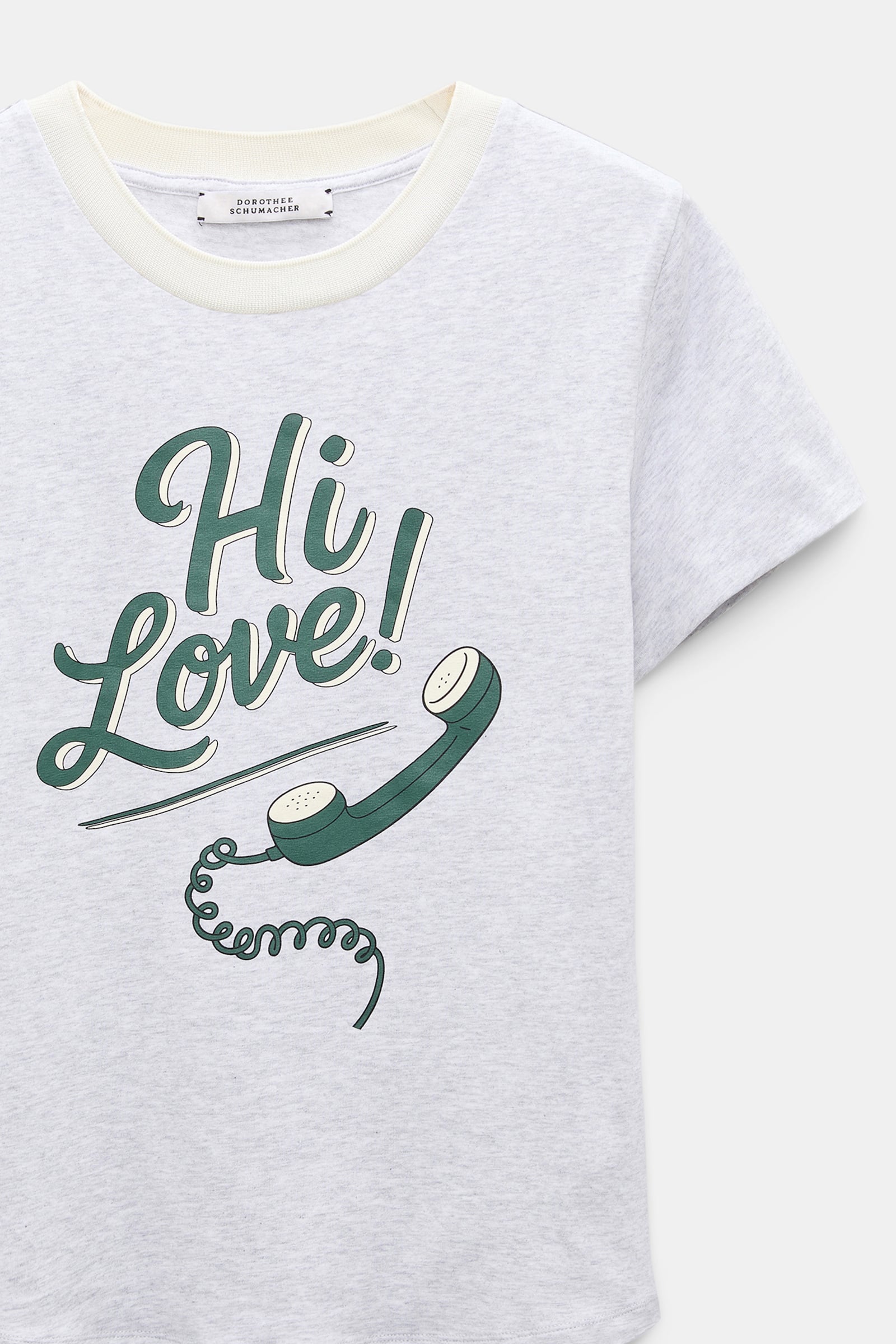 Dorothee Schumacher HI LOVE print shrunken T-shirt grey/green