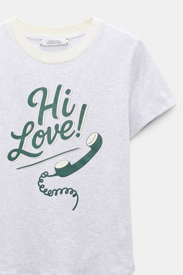 Dorothee Schumacher Printshirt "HI LOVE" grey/green