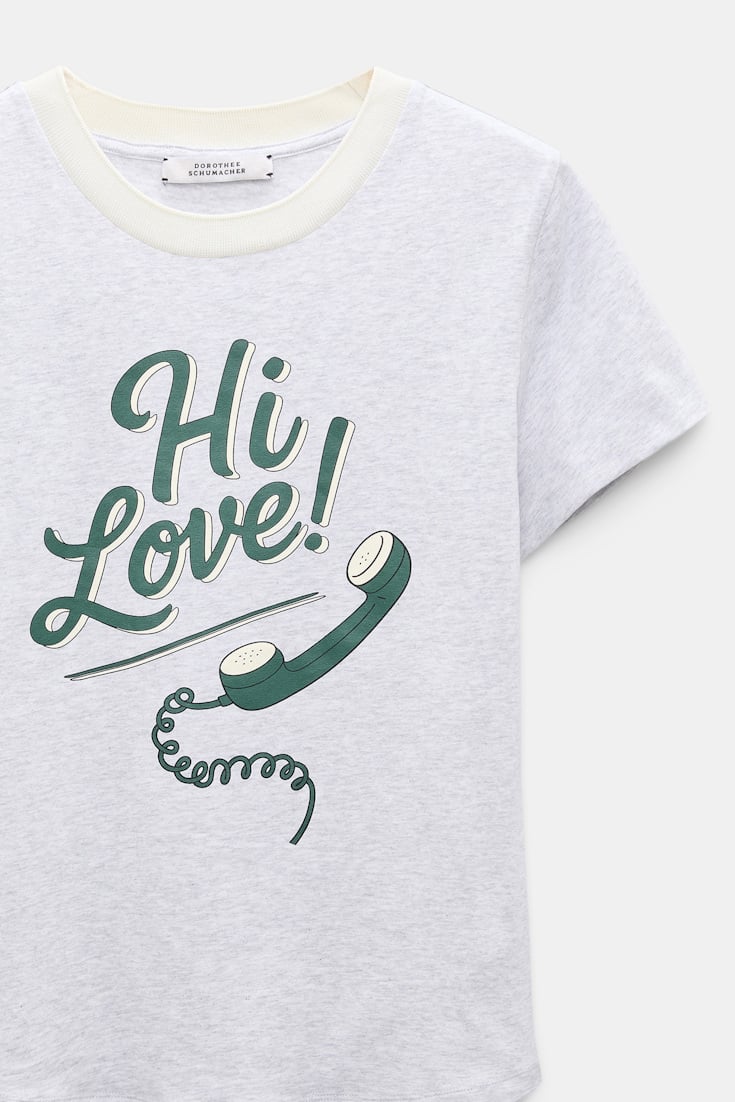 Dorothee Schumacher HI LOVE print shrunken T-shirt grey/green