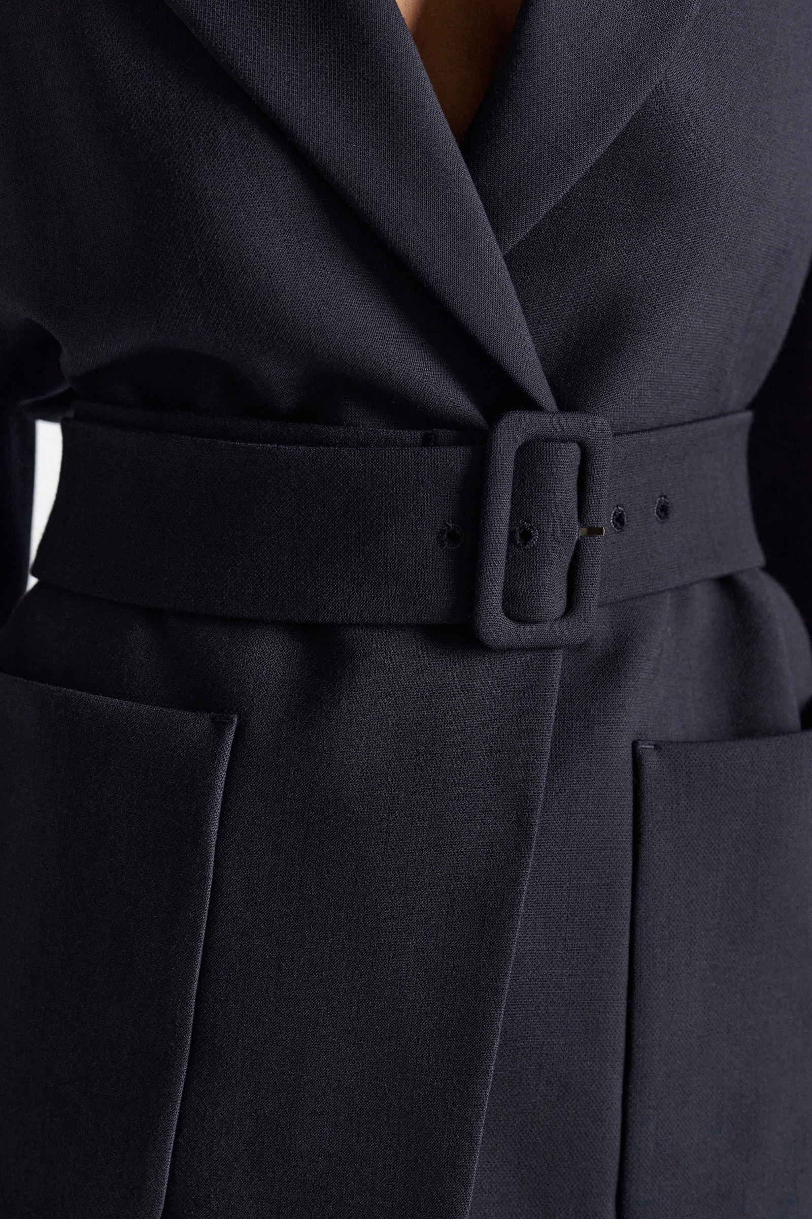 Dorothee Schumacher Belted blazer in virgin wool blend midnight navy