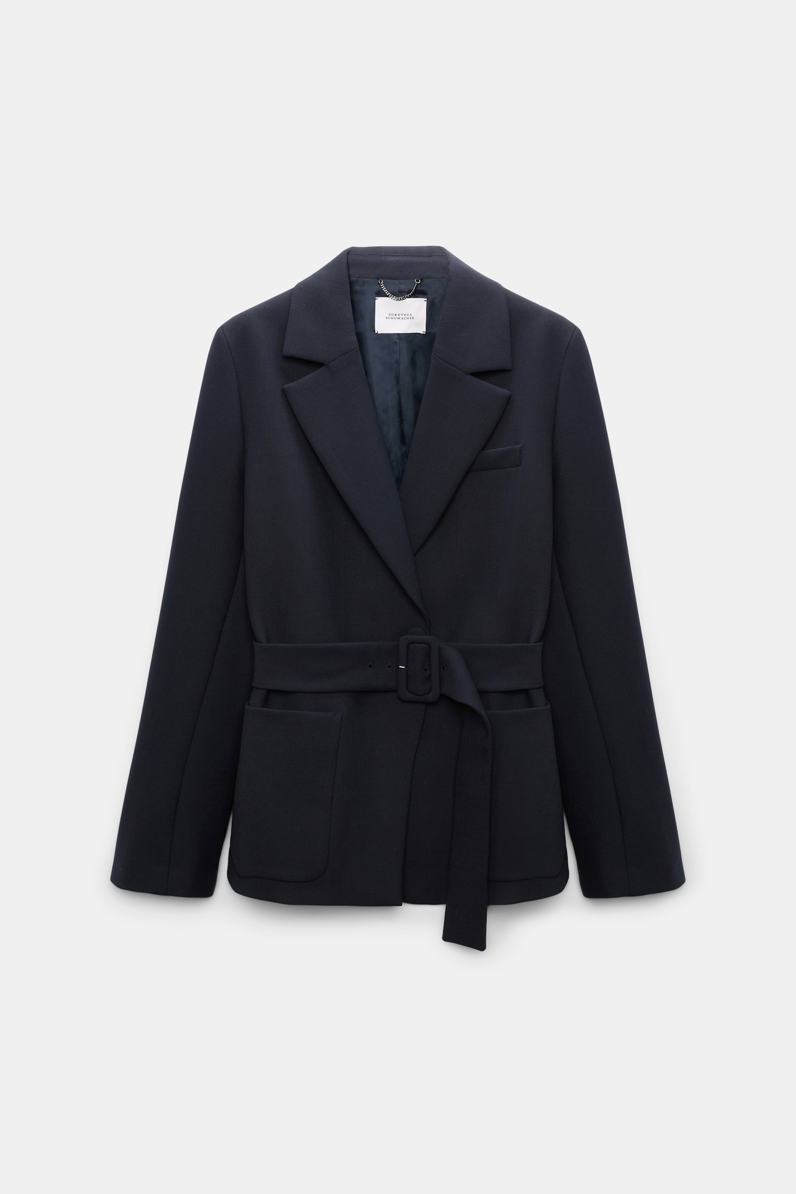 Dorothee Schumacher Belted blazer in virgin wool blend midnight navy