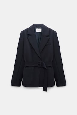 Dorothee Schumacher Belted blazer in virgin wool blend midnight navy