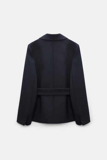 Dorothee Schumacher Belted blazer in virgin wool blend midnight navy