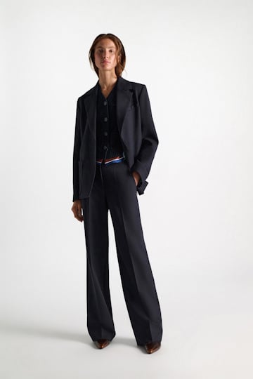 Dorothee Schumacher Wide leg pants in virgin wool blend midnight navy