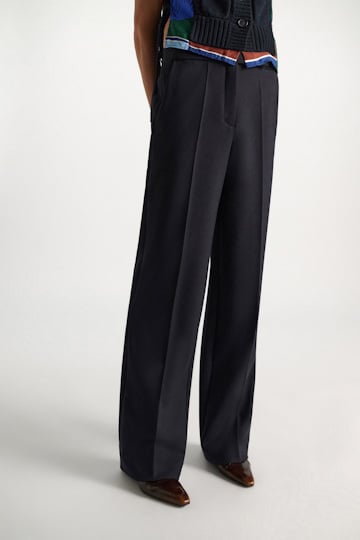 Dorothee Schumacher Wide leg pants in virgin wool blend midnight navy