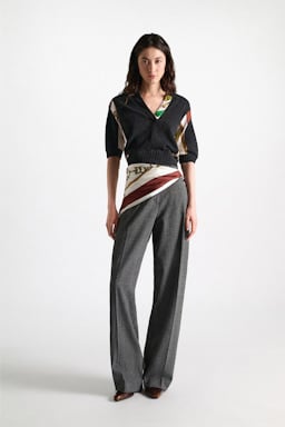 Dorothee Schumacher Barrel leg glen plaid pants mouliné glencheck