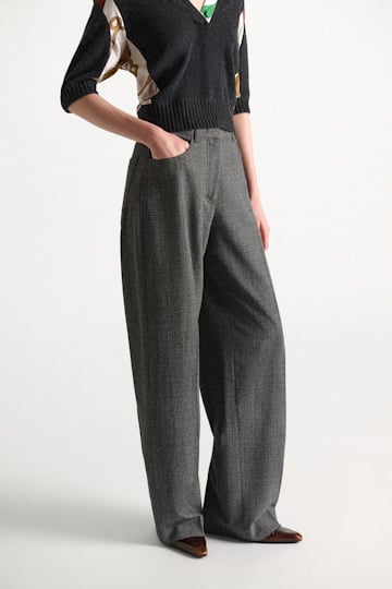 Dorothee Schumacher Barrel leg glen plaid pants mouliné glencheck