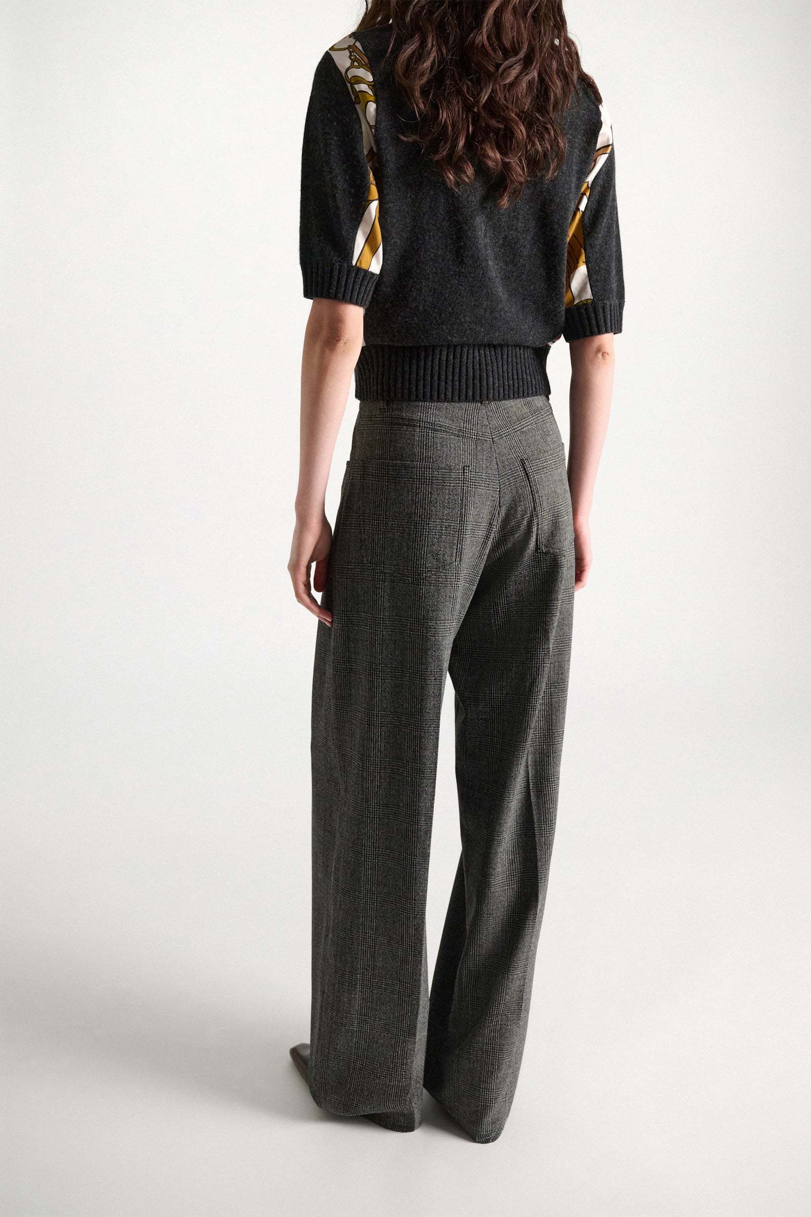 Dorothee Schumacher Barrel leg glen plaid pants mouliné glencheck