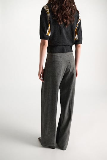 Dorothee Schumacher Barrel leg glen plaid pants mouliné glencheck