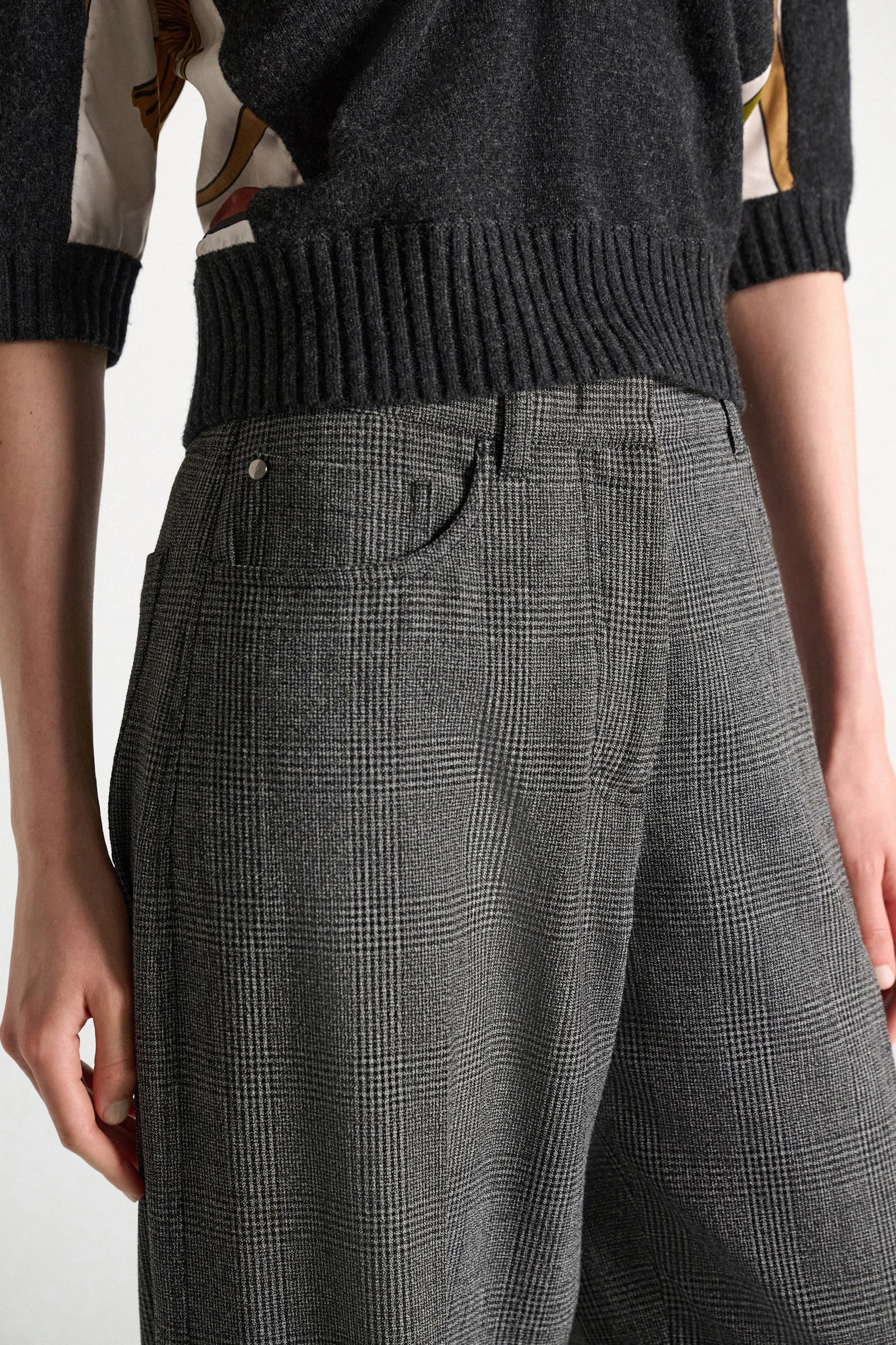 Dorothee Schumacher Barrel leg glen plaid pants mouliné glencheck