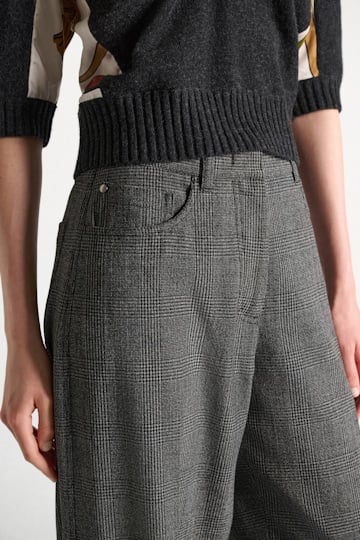 Dorothee Schumacher Barrel leg glen plaid pants mouliné glencheck