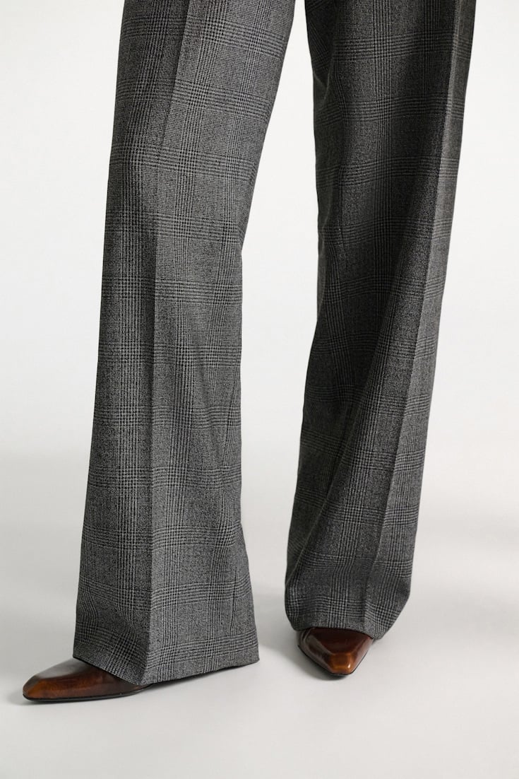 Dorothee Schumacher Barrel leg glen plaid pants mouliné glencheck